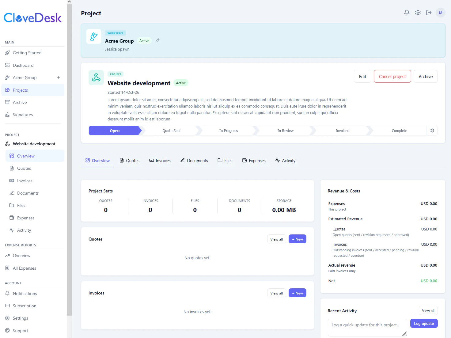 client portal project overview
