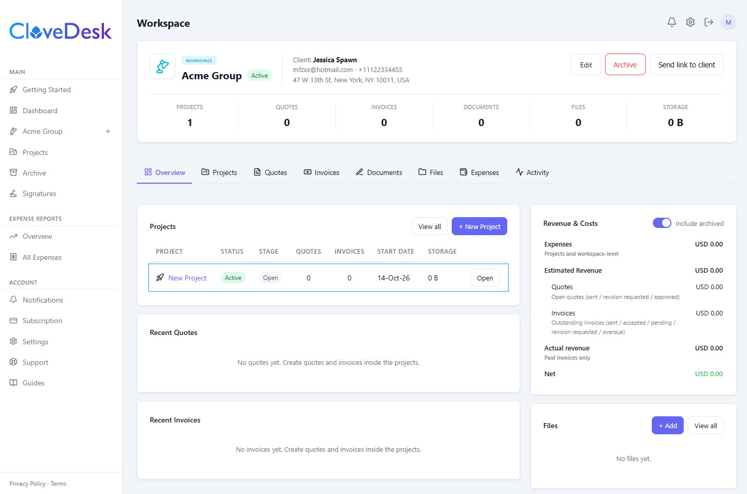 client portal workspace